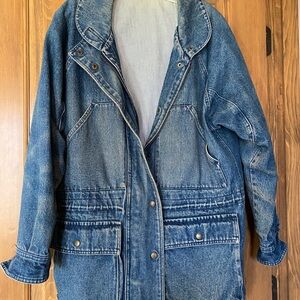 Ruff Hewn Classic Blue Denim Jacket - Lined - Zipper and Snap Closure